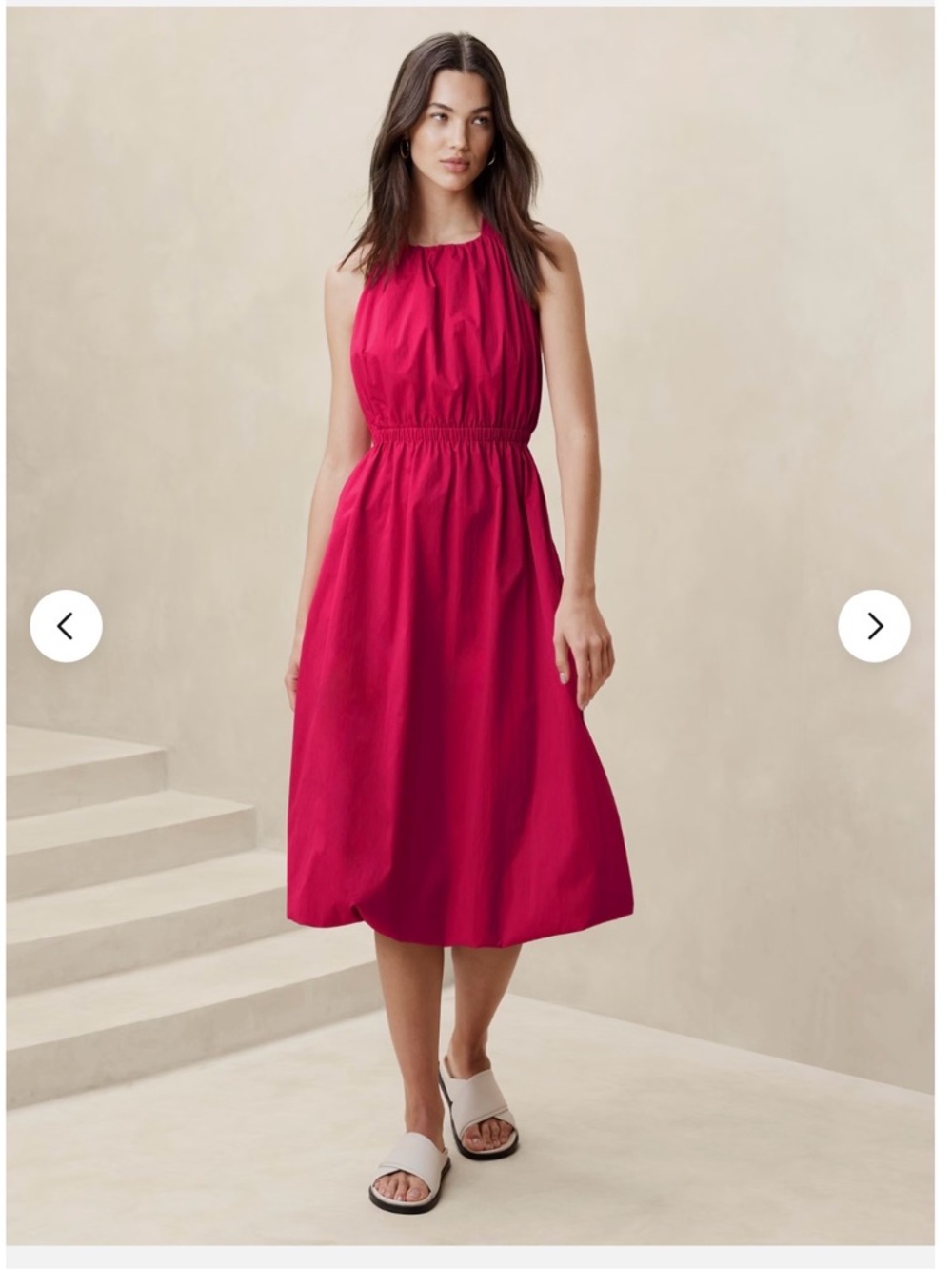 Sleeveless Halter Midi Dress in Fuchsia